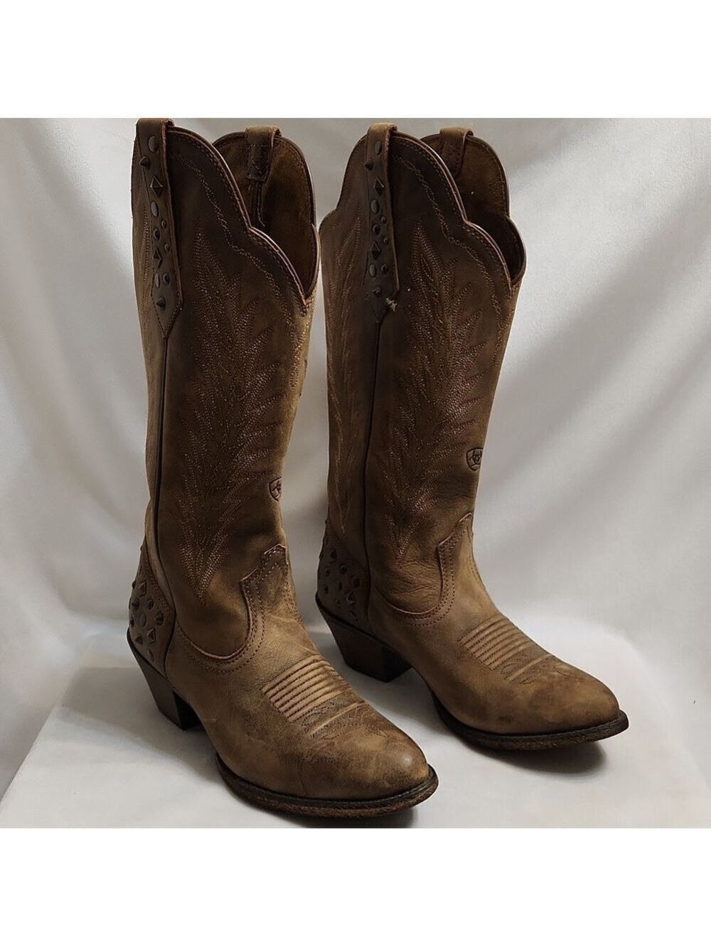 Ariat Dusty Diamond Leather Studded Heeled Western Cowgirl Boots (W Size 6)